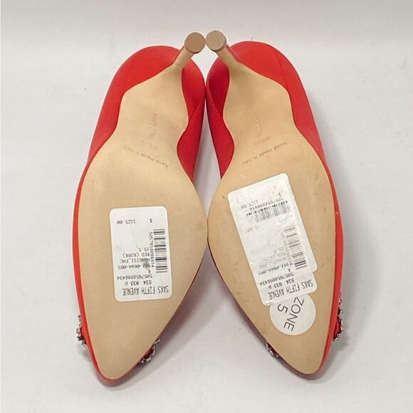 Manolo Blahnik Hangisi 105MM Embellished Satin Pumps size 35.5 - Picture 14 of 15